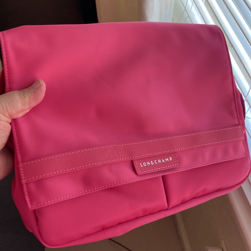 Authentic Longchamp Hot Pink Nylon Messenger Bag